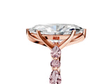 Rose gold Marquise Cut Diamond Ring with Marquise and Round with Morganite side stone Side Stones and Four-Prong Setting_29