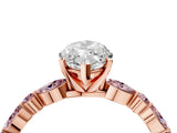 Rose gold Marquise Cut Diamond Ring with Marquise and Round with Morganite side stone Side Stones and Four-Prong Setting_38