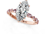 Rose gold Marquise Cut Diamond Ring with Marquise and Round with Morganite side stone Side Stones and Four-Prong Setting_47