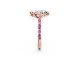 Rose gold Marquise Cut Diamond Ring with Marquise and Round with Pink Sapphire side stone Side Stones and Four-Prong Setting_26