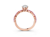 Rose gold Marquise Cut Diamond Ring with Marquise and Round with Pink Sapphire side stone Side Stones and Four-Prong Setting_27