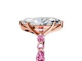 Rose gold Marquise Cut Diamond Ring with Marquise and Round with Pink Sapphire side stone Side Stones and Four-Prong Setting_29