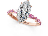 Rose gold Marquise Cut Diamond Ring with Marquise and Round with Pink Sapphire side stone Side Stones and Four-Prong Setting_37