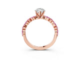 Rose gold Marquise Cut Diamond Ring with Marquise and Round with Pink Sapphire side stone Side Stones and Four-Prong Setting_39