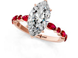Rose gold Marquise Cut Diamond Ring with Marquise and Round with Ruby side stone Side Stones and Four-Prong Setting_37