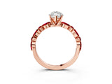 Rose gold Marquise Cut Diamond Ring with Marquise and Round with Ruby side stone Side Stones and Four-Prong Setting_39
