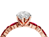 Rose gold Marquise Cut Diamond Ring with Marquise and Round with Ruby side stone Side Stones and Four-Prong Setting_40