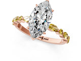 Rose gold Marquise Cut Diamond Ring with Marquise and Round with Yellow Sapphire side stone Side Stones and Four-Prong Setting_25