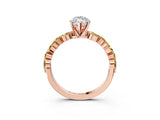 Rose gold Marquise Cut Diamond Ring with Marquise and Round with Yellow Sapphire side stone Side Stones and Four-Prong Setting_27