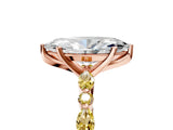 Rose gold Marquise Cut Diamond Ring with Marquise and Round with Yellow Sapphire side stone Side Stones and Four-Prong Setting_29
