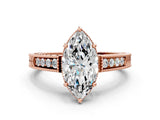 Rose gold Marquise Cut Diamond Ring with Milgrain Pavé Band and Four-Prong Setting_24