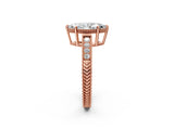 Rose gold Marquise Cut Diamond Ring with Milgrain Pavé Band and Four-Prong Setting_26