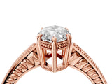 Rose gold Marquise Cut Diamond Ring with Milgrain Pavé Band and Four-Prong Setting_28