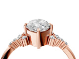 Rose gold Marquise Cut Diamond Ring with Side Stones and Four-Prong Setting_100