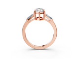 Rose gold Marquise Cut Diamond Ring with Tapered Baguette Side Stones in Four-Prong Setting_19