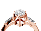 Rose gold Marquise Cut Diamond Ring with Tapered Baguette Side Stones in Four-Prong Setting_20