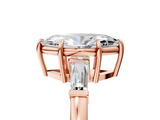 Rose gold Marquise Cut Diamond Ring with Tapered Baguette Side Stones in Four-Prong Setting_21