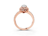 Rose gold Marquise Cut Diamond Scalloped Halo Engagement Ring with Round Shared Prong Band_15