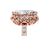Rose gold Marquise Cut Diamond Scalloped Halo Engagement Ring with Round Shared Prong Band_17