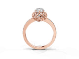 Rose gold Marquise Cut Diamond Scalloped Halo Engagement Ring with Round Shared Prong Band_27