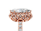 Rose gold Marquise Cut Diamond Scalloped Halo Engagement Ring with Round Shared Prong Band_29