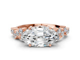 Rose gold Marquise Cut Diamond Scattered Round Accent Ring with Prong Setting_12