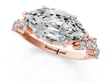 Rose gold Marquise Cut Diamond Scattered Round Accent Ring with Prong Setting_13