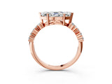 Rose gold Marquise Cut Diamond Scattered Round Accent Ring with Prong Setting_15