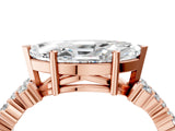 Rose gold Marquise Cut Diamond Scattered Round Accent Ring with Prong Setting_16