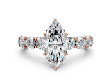 Rose gold Marquise Cut Diamond Side Stone Engagement Ring with Four-Prong Setting_24