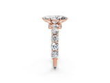 Rose gold Marquise Cut Diamond Side Stone Engagement Ring with Four-Prong Setting_26