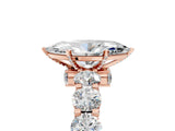 Rose gold Marquise Cut Diamond Side Stone Engagement Ring with Four-Prong Setting_29