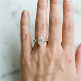 Rose gold Marquise Cut Diamond Side Stone Solitaire Ring with Round  and Four-Prong Setting_556