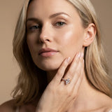 Rose gold Marquise Cut Diamond Side Stone Solitaire Ring with Round  and Four-Prong Setting_557