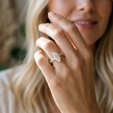 Rose gold Marquise Cut Diamond Side Stone Solitaire Ring with Round  and Four-Prong Setting_558