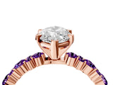 Rose gold Marquise Cut Diamond Side Stone Solitaire Ring with Round with Amethyst side stone and Four-Prong Setting_22