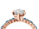 Rose gold Marquise Cut Diamond Side Stone Solitaire Ring with Round with Aquamarine side stone and Four-Prong Setting_22