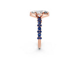 Rose gold Marquise Cut Diamond Side Stone Solitaire Ring with Round with Blue Sapphire side stone and Four-Prong Setting_2