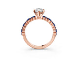 Rose gold Marquise Cut Diamond Side Stone Solitaire Ring with Round with Blue Sapphire side stone and Four-Prong Setting_3