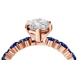 Rose gold Marquise Cut Diamond Side Stone Solitaire Ring with Round with Blue Sapphire side stone and Four-Prong Setting_4