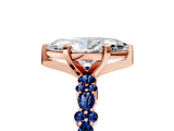 Rose gold Marquise Cut Diamond Side Stone Solitaire Ring with Round with Blue Sapphire side stone and Four-Prong Setting_5
