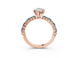 Rose gold Marquise Cut Diamond Side Stone Solitaire Ring with Round with Blue Topaz side stone and Four-Prong Setting_3