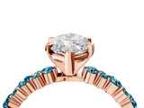 Rose gold Marquise Cut Diamond Side Stone Solitaire Ring with Round with Blue Topaz side stone and Four-Prong Setting_4