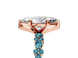 Rose gold Marquise Cut Diamond Side Stone Solitaire Ring with Round with Blue Topaz side stone and Four-Prong Setting_5
