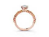 Rose gold Marquise Cut Diamond Side Stone Solitaire Ring with Round with Citrine side stone and Four-Prong Setting_3