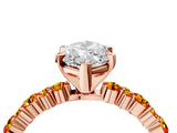 Rose gold Marquise Cut Diamond Side Stone Solitaire Ring with Round with Citrine side stone and Four-Prong Setting_4