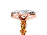 Rose gold Marquise Cut Diamond Side Stone Solitaire Ring with Round with Citrine side stone and Four-Prong Setting_5