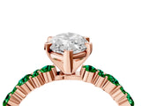 Rose gold Marquise Cut Diamond Side Stone Solitaire Ring with Round with Emerald side stone and Four-Prong Setting_23