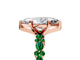 Rose gold Marquise Cut Diamond Side Stone Solitaire Ring with Round with Emerald side stone and Four-Prong Setting_24