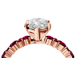 Rose gold Marquise Cut Diamond Side Stone Solitaire Ring with Round with Garnet side stone and Four-Prong Setting_10